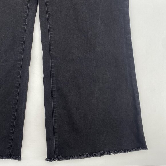 NYDJ Women's Size 10 Black Denim Cropped Wide Leg Trinity Button Fly Jeans Raw - Picture 5 of 14